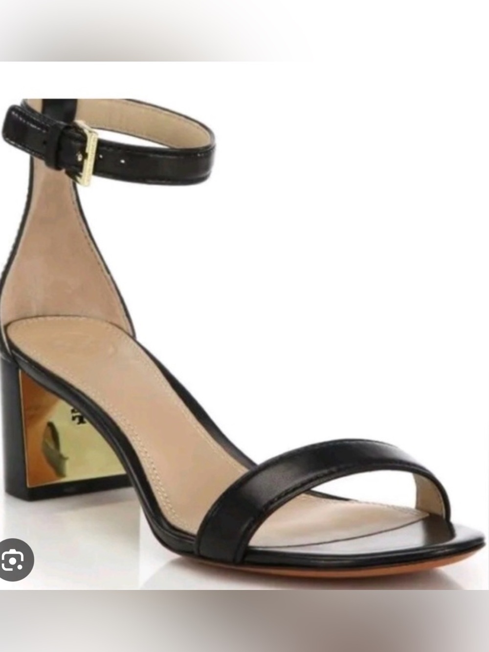 Tory Burch Black Leather Ankle-Strap Block Heel Sandal